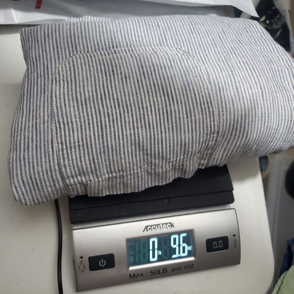 Quince Women's Pants Large Blue White Striped Linen Wide Leg Coastal Lagenlook - Picture 14 of 14